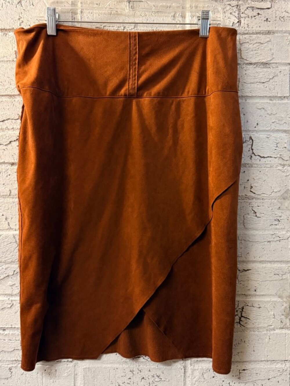 INC International Concepts Womens 14 Faux Suede Rust Wrap Midi Skirt Y2K